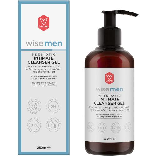 Vican Wise Men Prebiotic Intimate Cleanser Gel Gel για Ήπιο & Αποτελεσματικό Καθαρισμό της Ευαίσθητης Περιοχής του Άνδρα με Πρεβιοτικά 250ml